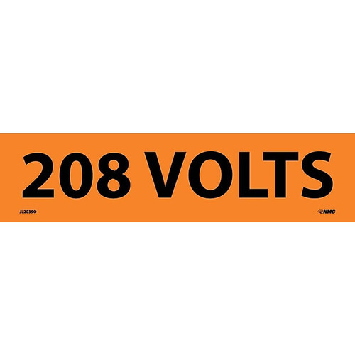 Electrical Markers; 208 Volts, 2.25X9, Adhesive Vinyl, 25/Pk (65dd8681e8837636b11ed8f0_ud)