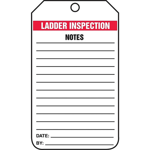 Accuform 5 3/4" x 3 1/4" PF-Cardstock Ladder Status Tag "LADDER..", Red/Black On White, 25/Pack (TRS340CTP)