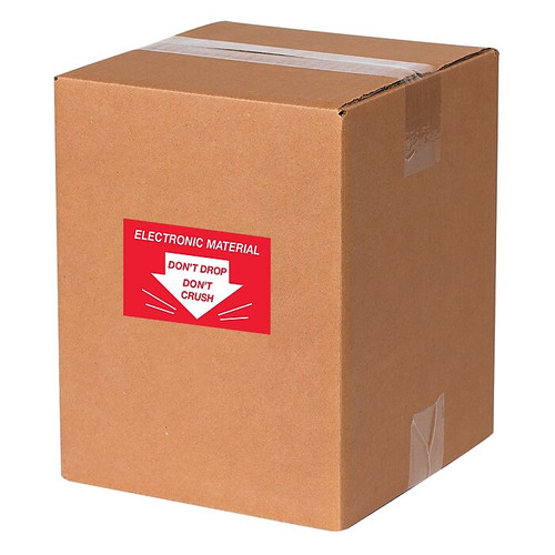 Tape Logic Labels, "Don't Drop Don't Crush - Electronic Material", 2" x 3", Red/White, 500/Roll (DL1314)
