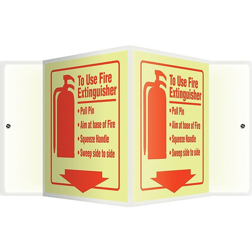 Accuform To Use Fire Extinguisher Projection Sign, Red, 6"H x 5"W (PSP349)