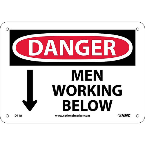 Men Working Below, 7X10, .040 Aluminum, Danger Sign (65dd8812e8837636b11ede29_ud)
