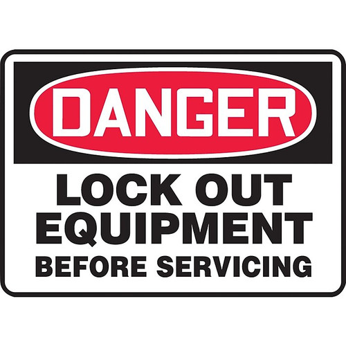 Accuform Safety Sign, DANGER LOCK OUT EQUIPMENT BEFORE SERVICING, 7" x 10", Aluminum (MLKT007VA)