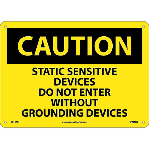 Caution, Static Sensitive Devices Do Not Enter Without Grounding Devices, 10X14, .040 Aluminum (65dd88a5e8837636b11ee00a_ud)