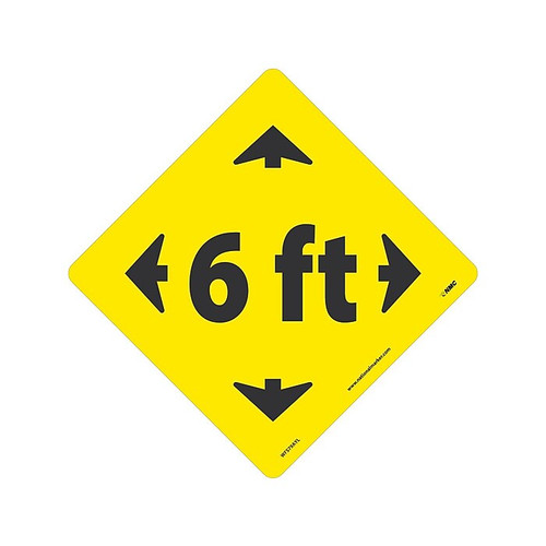 National Marker Temp-Step™ Floor Decal, "6 Ft," 12" x 12", Yellow (WFS79AYL)