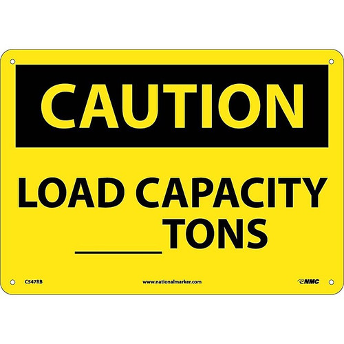 Caution Signs; Load Capacity__Tons, 10X14, Rigid Plastic (65dd8902e8837636b11ee144_ud)