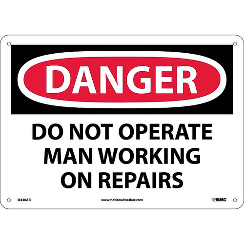 Do Not Operate Man Working On Repair. . ., 10X14, .040 Aluminum, Danger Sign (65dd8916e8837636b11ee196_ud)
