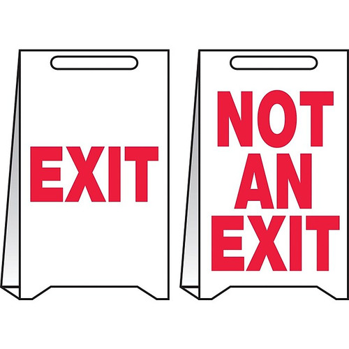 Accuform Slip-Gard EXIT/NOT AN EXIT Reversible Fold-Ups, Red/White, 20"H x 12"W (PFE498)