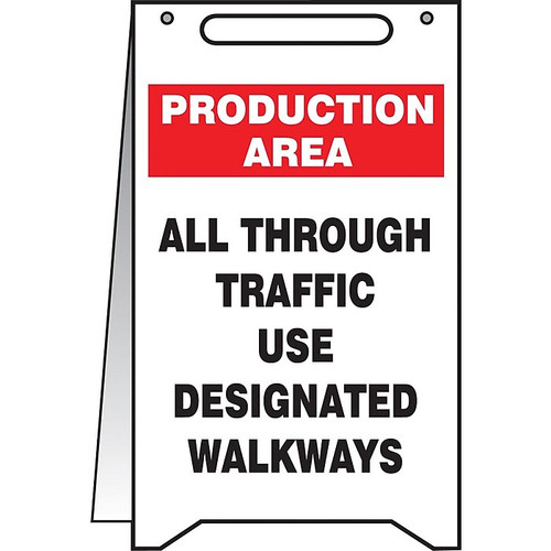 Accuform Slip-Gard PRODUCTION AREA ALL THROUGH.. Fold-Ups, Black/Red/White, 20"H x 12"W (PFR638)