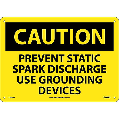 Caution Signs; Prevent Static Spark Discharge Use Grounding Devices, 10X14, .040 Aluminum (65dd896ee8837636b11ee28c_ud)