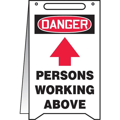 Accuform Slip-Gard DANGER PERSONS WORKING ABOVE Fold-Ups, Black/Red/White, 20"H x 12"W (MF103)