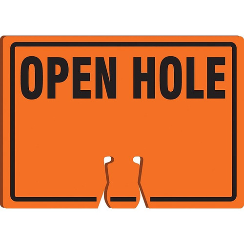 Accuform Traffic Cone Top Warning Sign, OPEN HOLE, 10" x 14", Plastic (FBC733)