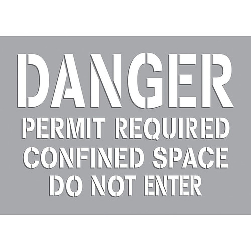 Accuform Stencil, DANGER PERMIT REQUIRED CONFINED SPACE DO NOT ENTER, 7"x10", Plastic (CST720)