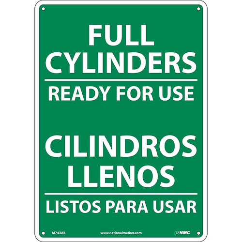 Information Signs; Full Cylinders Ready For Use, Bilingual, 14X10, .040 Aluminum (65dd89bde8837636b11ee39b_ud)