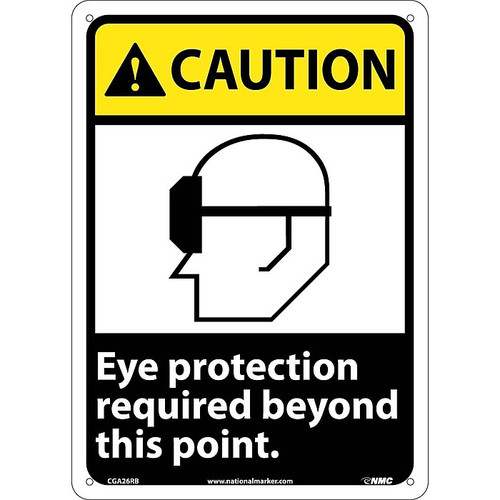 Caution Signs; Eye Protection Required Beyond This Point, 14X10, Rigid Plastic (65dd89dae8837636b11ee40b_ud)