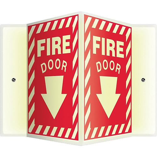Accuform Fire Door Projection Sign, White/Red, 12"H x 9"W (PSP318)
