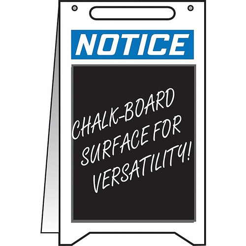 Accuform Slip-Gard NOTICE with CHALKBOARD AREA Fold-Ups, Blue/Black/White, 20"H x 12"W (MF101)