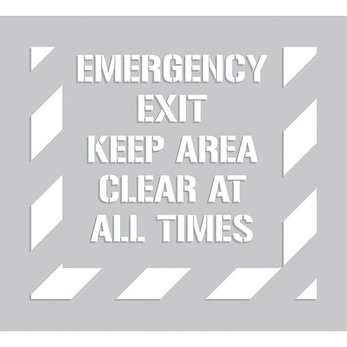 Accuform Floor Marking Stencil, EMERGENCY EXIT KEEP AREA CLEAR AT ALL TIMES, 44"x40", Plastic (PMS303)