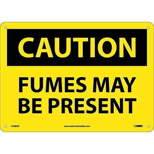 Caution, Fumes Maybe Present, 10X14, .040 Aluminum, Caution Sign (65dd8a33e8837636b11ee51d_ud)