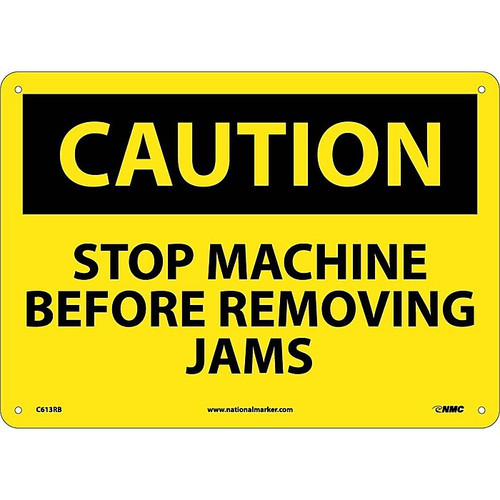 Caution Signs; Stop Machine Before Removing Jams, 10X14, Rigid Plastic (65dd8a42e8837636b11ee54d_ud)