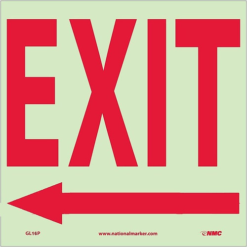 Exit (With Left Arrow), 10X10, Adhesive Glow (65dd8a42e8837636b11ee54e_ud)