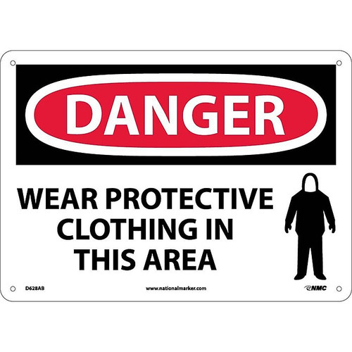 Danger, Wear Protective Clothing In This Area, 10X14, .040 Aluminum (65dd8a7fe8837636b11ee627_ud)