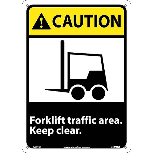 Caution Signs; Forklift Traffic Area Keep Clear (W/Graphic), 14X10, Rigid Plastic (65dd8a81e8837636b11ee635_ud)