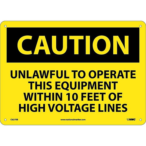 Caution, Unlawful To Operate This Equipment Within 10 Ft Of High Voltage Lines, 10X14, Rigid Plastic (65dd8a8fe8837636b11ee656_ud)