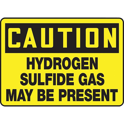 Accuform Safety Sign, CAUTION HYDROGEN SULFIDE GAS MAY BE PRESENT, 7" x 10", Aluminum (MCHL601VA)