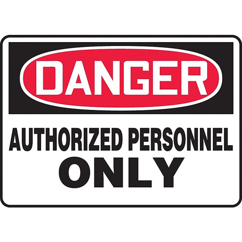 Accuform 7" x 10" Plastic Safety Sign "DANGER AUTHORIZED PERSONNEL..", Red/Black On White (MADM130VP)