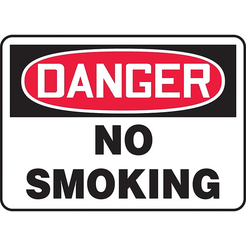 Accuform 10" x 14" Aluminum Safety Sign "DANGER NO SMOKING", Red/Black On White (MSMK133VA)