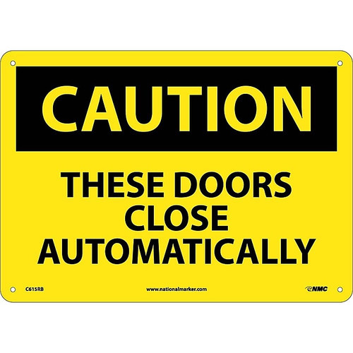 Caution, These Doors Close Automatically, 10X14, Rigid Plastic (65dd8af6e8837636b11ee7bf_ud)