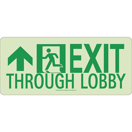 NYC Exit Through Lobby Sign, Forward Left Side, 7X16, Rigid, 7550 Glo Brite, MEA Approved (65dd8b02e8837636b11ee7d8_ud)