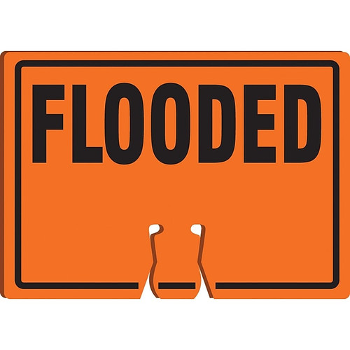 Accuform Traffic Cone Top Warning Sign, FLOODED, 10" x 14", Plastic (FBC753)
