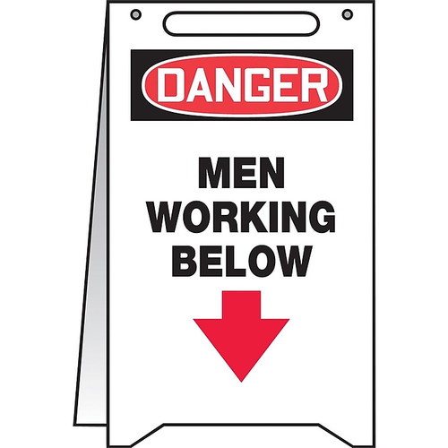Accuform Slip-Gard DANGER MEN WORKING BELOW Fold-Ups, Red/Black/White, 20"H x 12"W (PFR607)