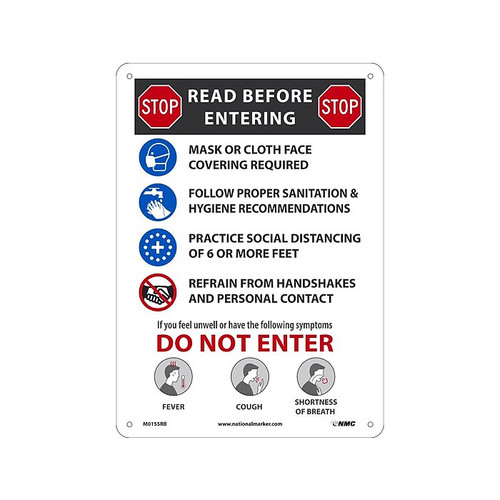 National Marker Wall Sign, "Read Before Entering," Plastic, 14" x 10", Multicolor (M0155RBSP)