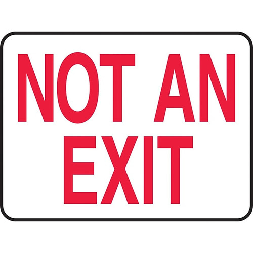 Accuform 7" x 10" Adhesive Vinyl Safety Sign "NOT AN EXIT", Red On White (MEXT910VS)