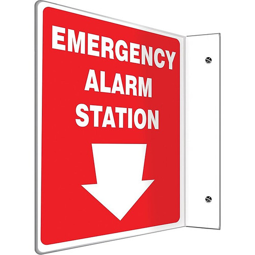 Accuform Emergency Alarm Station Projection Sign, White/Red, 12"H x 9"W (PSP415)