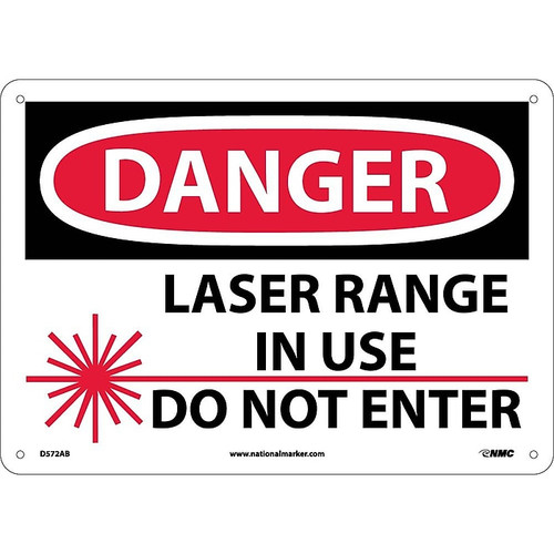 Danger Signs; Laser Range In Use Do Not Enter, Graphic, 10X14, .040 Aluminum (65dd8bf7e8837636b11eeb35_ud)