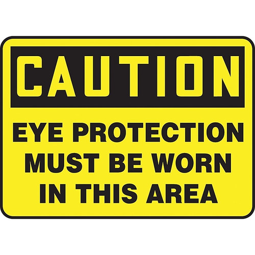 Accuform 7" x 10" Vinyl Safety Sign "CAUTION EYE PROTECTION MUST BE W..", Black On Yellow (MPPA605VS)