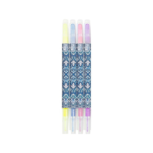 Vera Bradley Bonbon Medallion Stick Highlighters, Broad and Fine Tip, Assorted Inks, 4/Pack (211287)