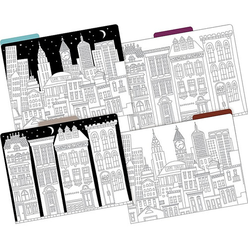 Barker Creek Color Me! File Folder Set, 1/3-Cut Tab, Letter Size, Cityscapes, 24/Set (4380_1)