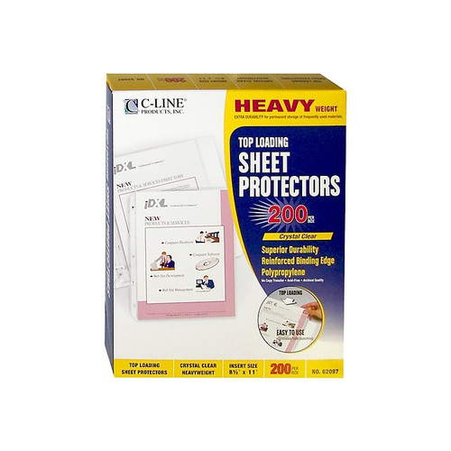 C-Line Heavyweight Sheet Protectors, 8-1/2" x 11", Clear, 200/Box (62097)