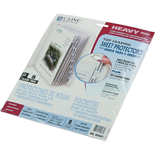 C-Line Top Load Sheet Protector, 11" x 8-1/2", Clear, 8 Tab Set (CLI05587)