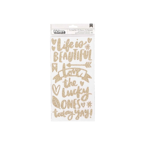 American Crafts Hustle & Heart Sticker Kit, Gold/White (341887)