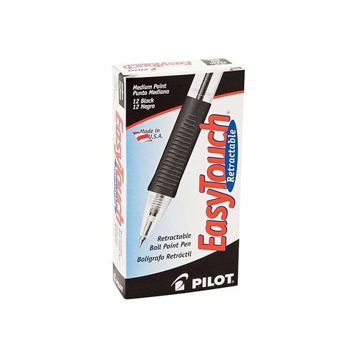Pilot EasyTouch Retractable Ballpoint Pens, 1.0mm, Medium Point, 12/Pack (65dd92b80030d3d4782054a9_ud)
