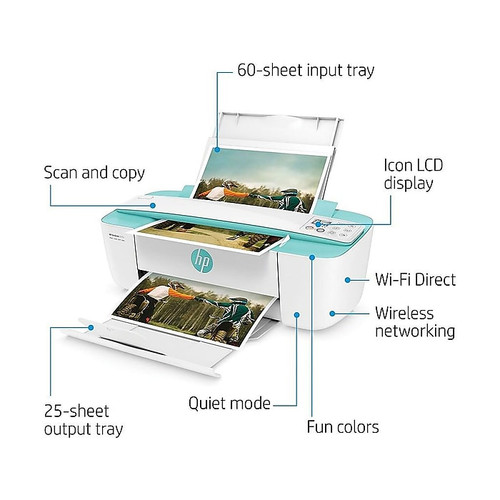 HP DeskJet 3755 All-in-One Wireless Color Inkjet Printer (Seagrass Accents) w/ 4 Months Free Ink through HP Instant Ink (J9V92A)