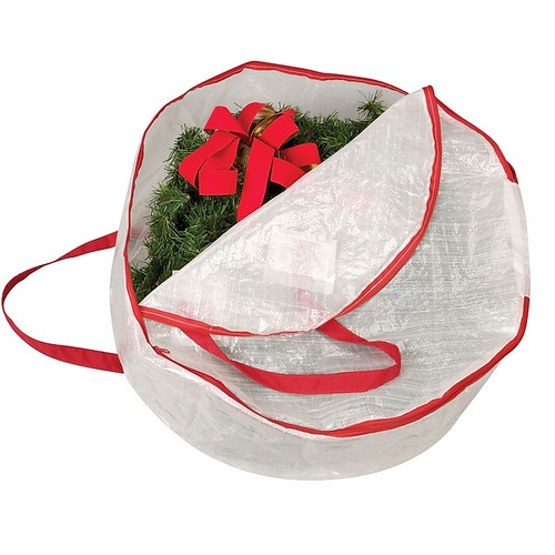 Household Essentials Might Stor Medium Wreath Bag With Red Trim (2624_1)