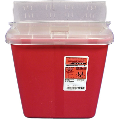 Medical Arts Press Kendall/Covidien Sharps Plastic Container with Clear Lid, 2-Gallon Capacity, Red (S2GH100651)