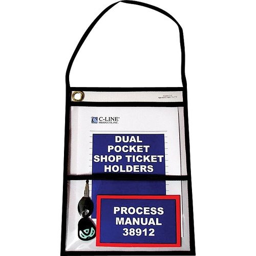 C-Line Job Ticket Holder, 9" x 12", Clear with Black Edges, 15/Pack (38912)