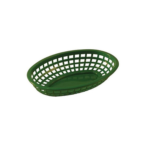 Tablecraft Oval Green Plastic Baskets 12/CT (1074G)